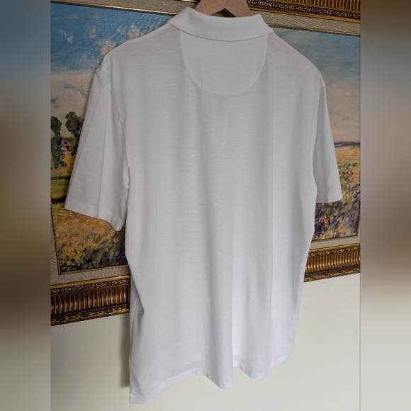 HUGO White Short-Sleeve Zip Polo - Picture 3 of 7